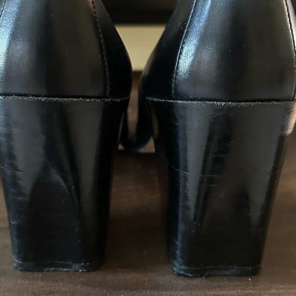 Donald J Pliner Black Leather Square Toe Zip Front Block Heal Couture Shoes 9N - Picture 11 of 16